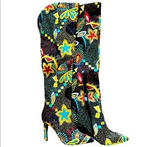 Knee high embroidered boots